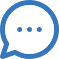 An Icon used to signify that Doctible's Virtual Waiting Room supports Two-way communication to simplify patient outreach: A  circular thought bubble with three horizontally aligned dots in the middle of the thought bubble