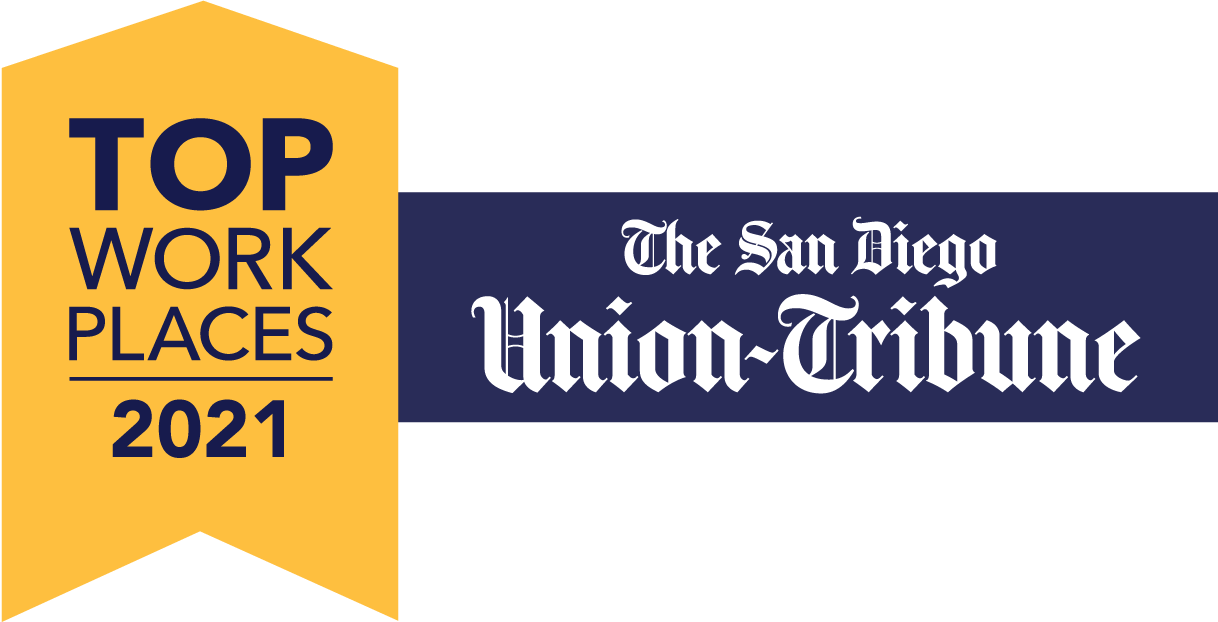 Top Workplaces 2021 from the San Diego Union-Tribune award banner