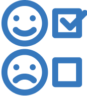 A smiley face on top of a frowning face. There are checkboxes next to each face. The box next to the happy face is checked.